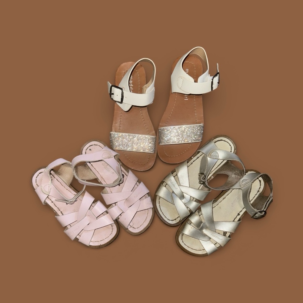 Stylish Kids Sandals Set - Pink, White, Silver Bundle Salt Water Steve Madden